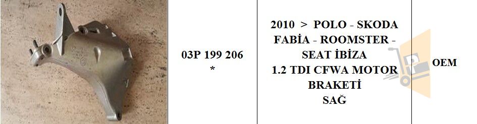 MOTOR TAKOZU SAĞ - POLO 10-16 03P199206 03P199206