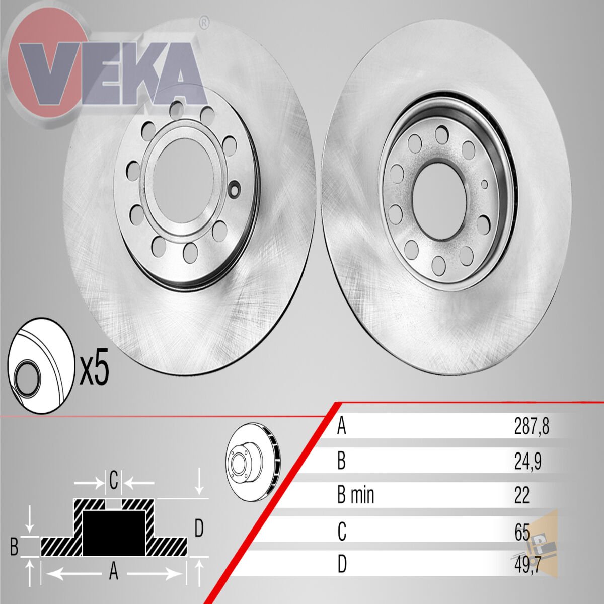 FREN DİSKİ AYNA ÖN - 288X24 - BJB  BLS BAG BKP BKD CADDY JETTA PASSAT GOLF