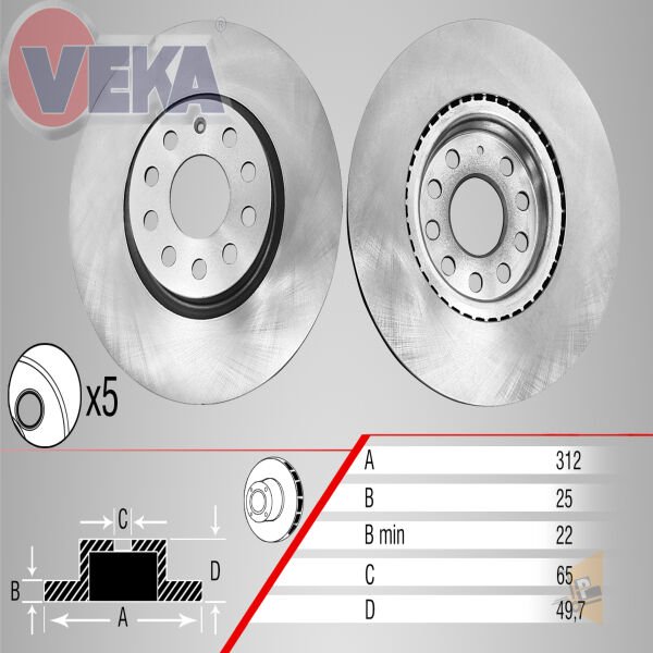 FREN DİSKİ AYNA ÖN - 312X25 5X112 - BKP CEBB BLF BLG  PASSAT JETTA