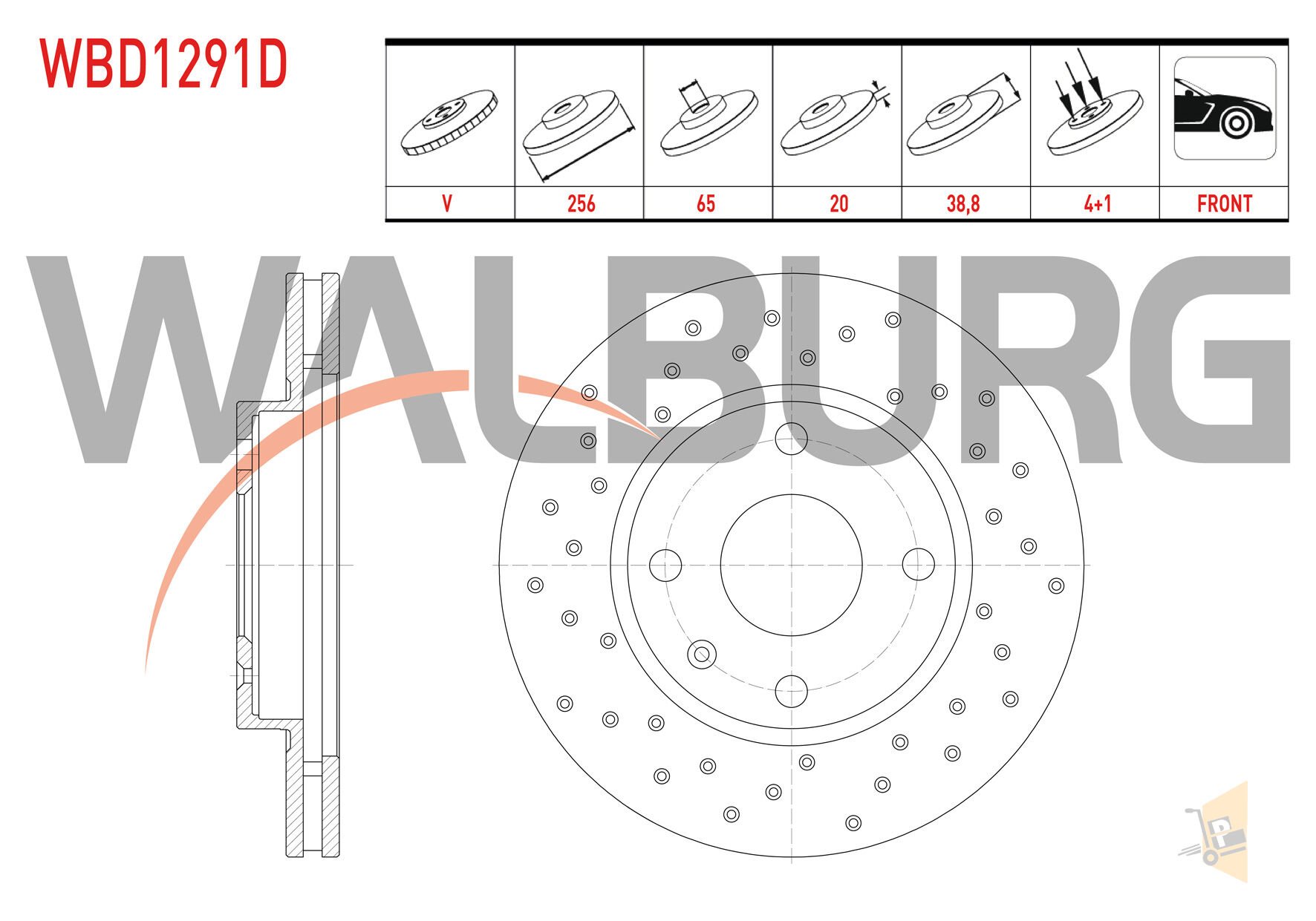 FREN DİSKİ AYNA ÖN - 256X20X65X39X4-1 - PERFORMANS DELİKLİ - CADDY POLO GOLF3 POLO CLASSİC
