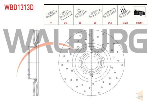 FREN DİSKİ AYNA ÖN - HAVALI - 312X25 5X112 - BKP CEBB BLF BLG  PASSAT JETTA