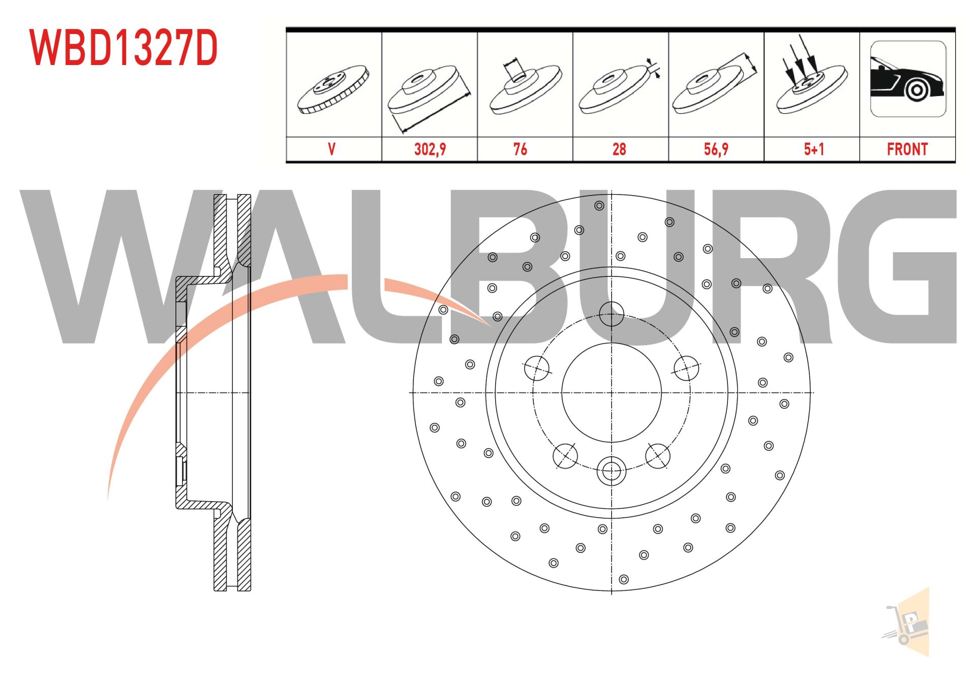 FREN DİSKİ AYNA ÖN - 303X28 - PERFORMANS DELİKLİ - AMAROK 10-