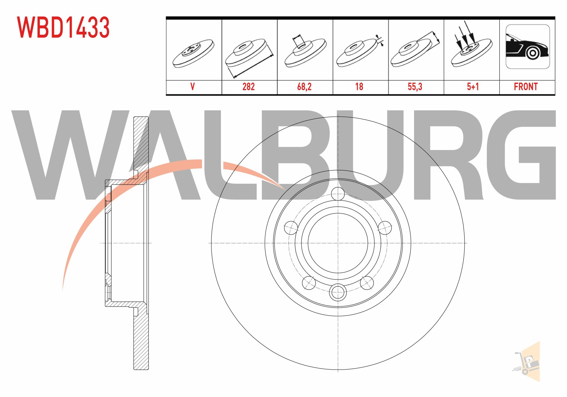 FREN DİSKİ AYNA ÖN - 282X18 - T4 701615301G