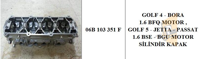 SİLİNDİR KAPAĞI - 1.6 BSE BFQ ALZ CRAFTER AMAROK