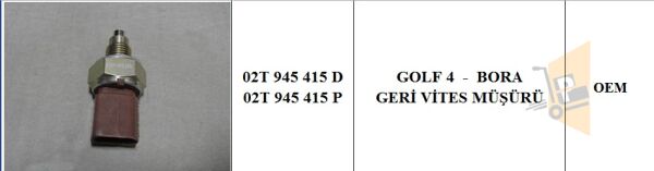 GERİ VİTES MÜŞÜRÜ - GOLF3 GOLF4 POLO CLASSİC A3 TOLEDO 97>