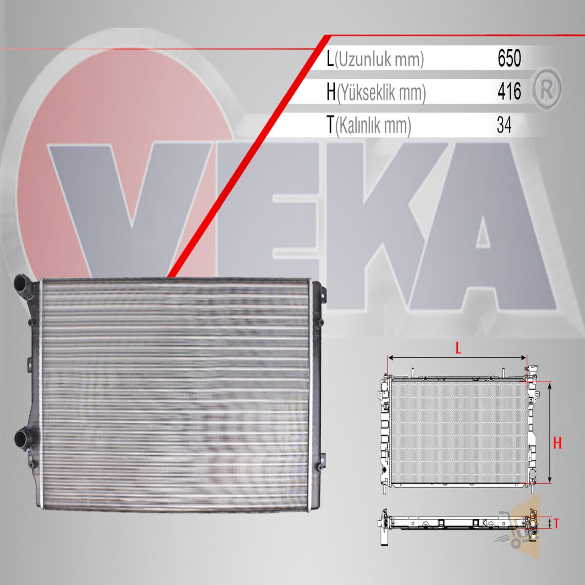 SU RADYATÖRÜ - (650X416 MM) - 1.4 TSİ 1.9 TDİ CAXA BMY BJB BXE BKC GOLF5 GOLF6 JETTA CADDY PASSAT A3 LEON 1K0121253AA