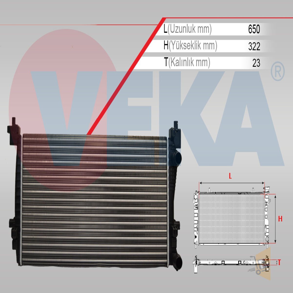 SU RADYATÖRÜ - (650X322X23 MM) - 1.2 TSİ  1.6 TDİ CJZA CJZB CLHB CRKB CRKA GOLF7 A3 LEON PASSAT JETTA 5Q0121251EB