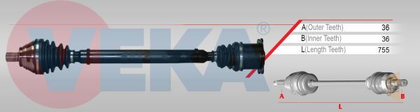 AKS KOMPLE SAĞ (OTOMATİK) - 2.0 TDI GOLF5 A3 PASSAT CADDY3