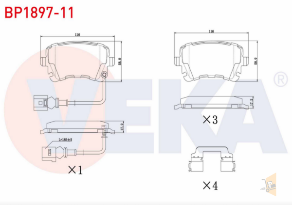 FREN BALATASI ARKA FİŞLİ - 1.9 TDI AXB 2.5 TDI AXD 2.0 TDI CAAB CAAD CAAA T5 T6 7H0698451