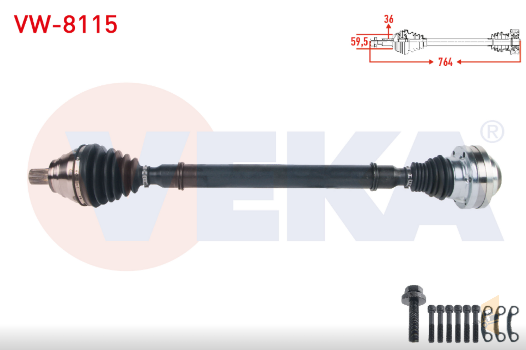 AKS KOMPLE SAĞ (OTOMATİK) - 1.4 TSI BMY BLG GOLF5 JETTA TOURAN 1K0407272KP