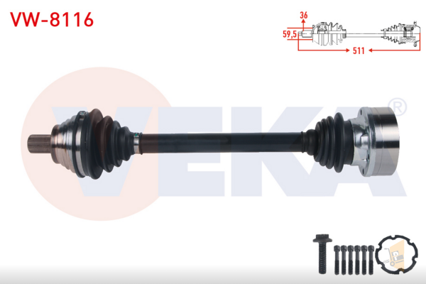 AKS KOMPLE ÖN SOL - 1.2 TSI 2.0 SDI BDJ CJZA CJZB CYVA CADDY GOLF7 A3 1K0407451LX