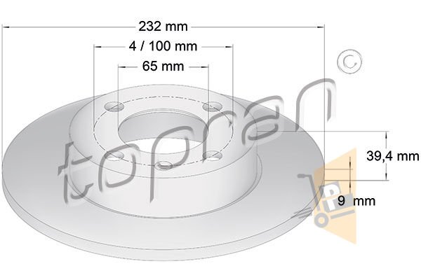 FREN DİSKİ - AYNASI - ARKA - 232X9 - POLO IBIZA 6N0615601B